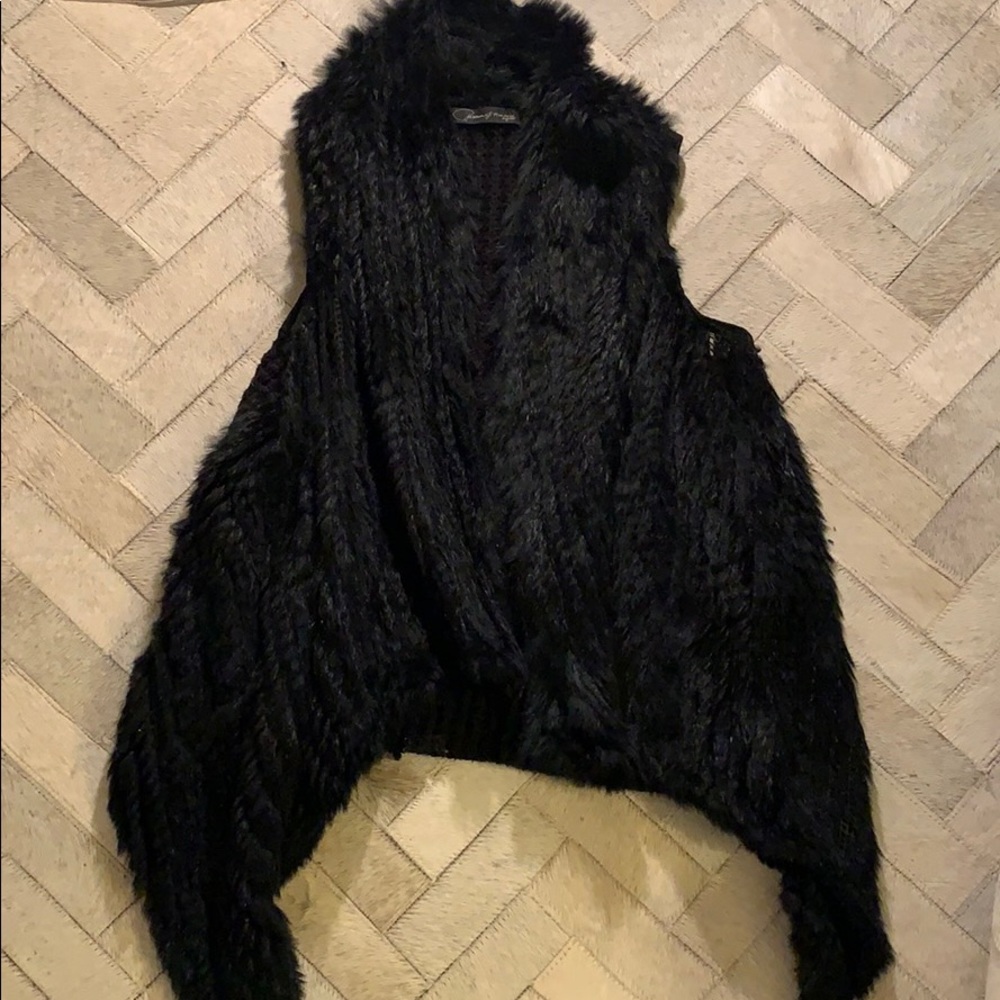 Patterson J. Kincaid Black Rabbit Fur Vest Sz S